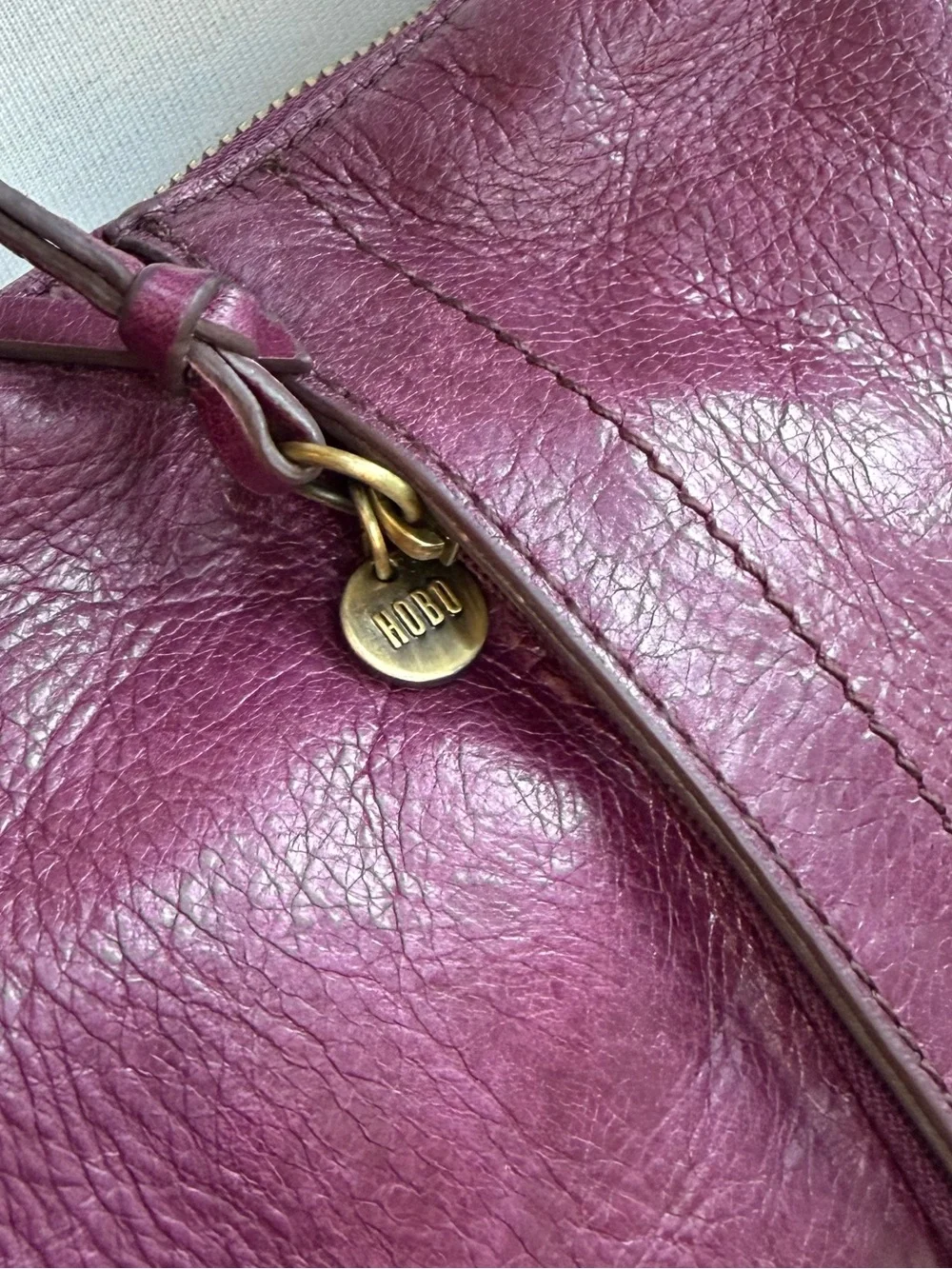 Hobo International Marley Shoulder Bag Berry Burgundy Leather Hobo Purse - Picture 4 of 16